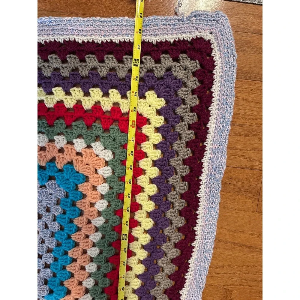 Handmade Crochet Granny Square Blanket Multi Color Cozy Throw